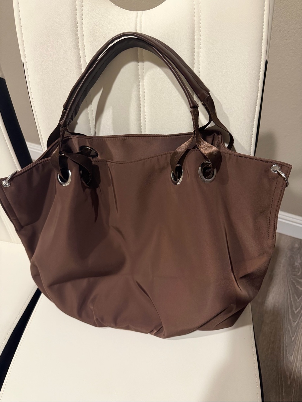 Alo brown tote bag with leather shoulder - Picture 2 of 8
